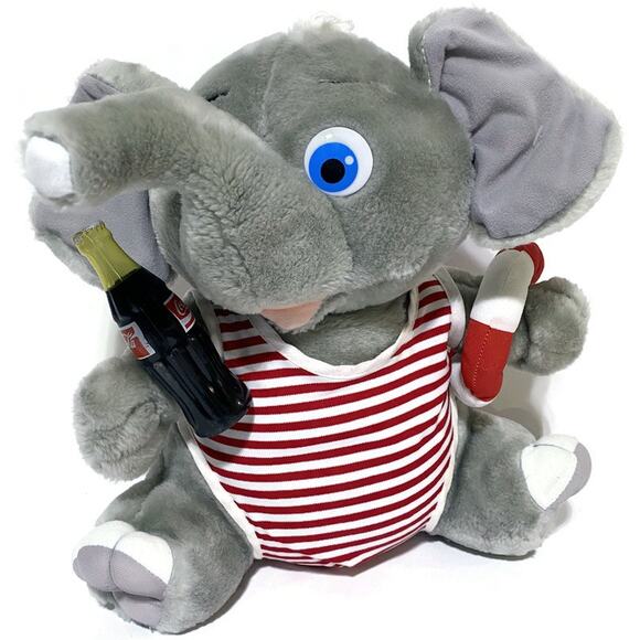 Coca Cola Elephant in Swimsuit with Life Ring Vintage 1993 12 Inches Tall - Picture 1 of 4